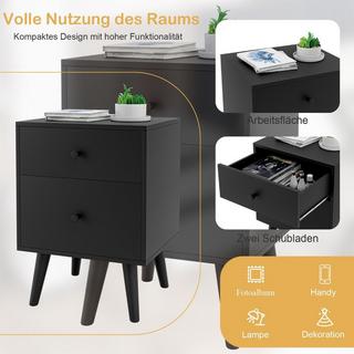 Northix Table de chevet avec 2 tiroirs, table d'appoint avec pieds en bois massif 45 x 39,5 x 62 cm chêne  