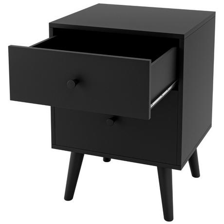 Northix Table de chevet avec 2 tiroirs, table d'appoint avec pieds en bois massif 45 x 39,5 x 62 cm chêne  