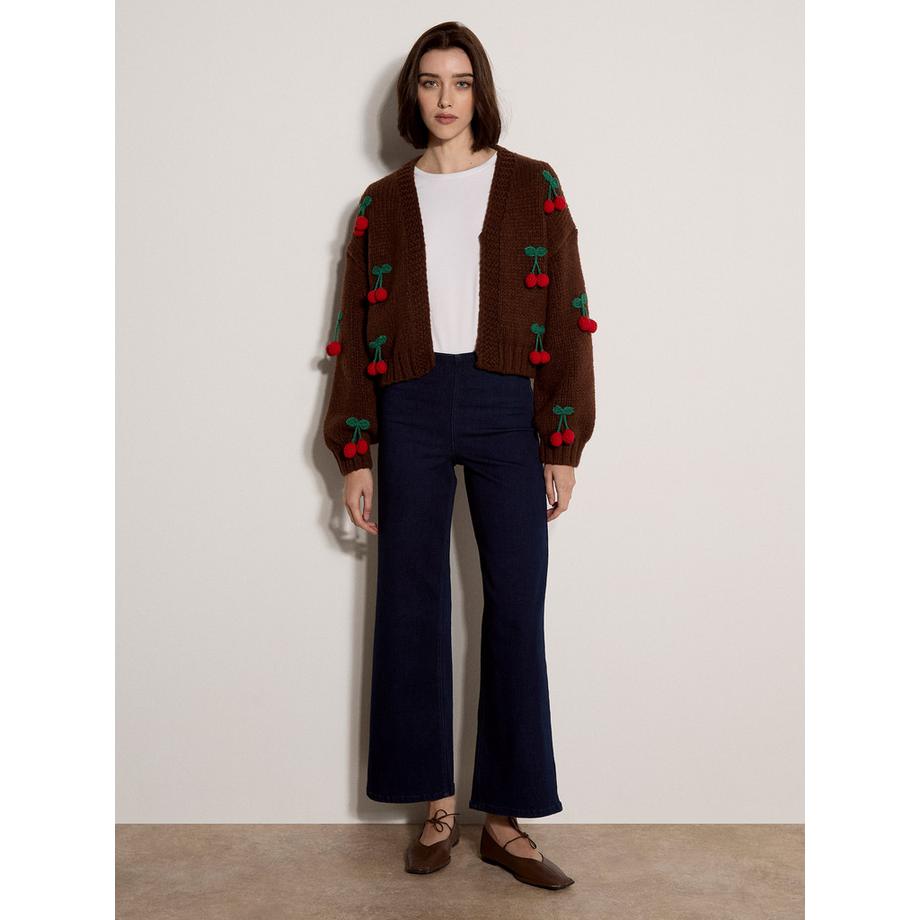 APRICOT Grobe Strickjacke mit Kirschen  