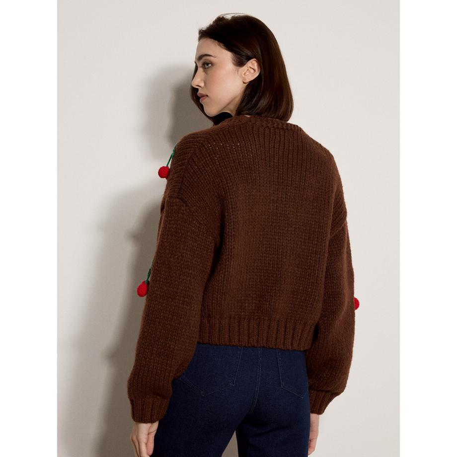 APRICOT Grobe Strickjacke mit Kirschen  