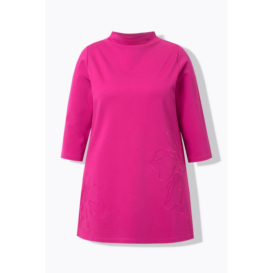 Ulla Popken Felpa Ricamo Linea A Collo Alto Maniche 3/4  