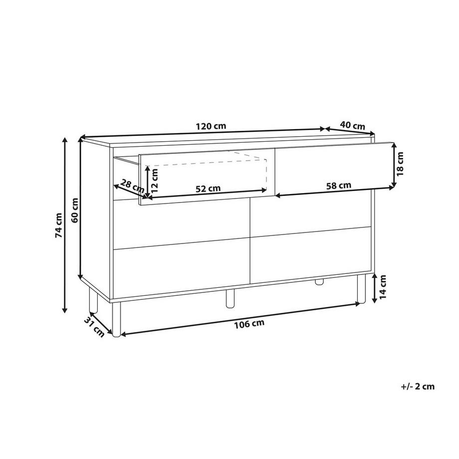 Beliani Kommode mit 6 Schubladen aus Faserplatte Klassisch SHARPE  