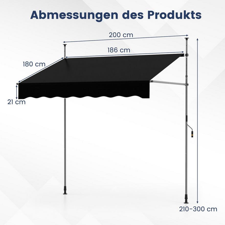 Northix Tenda da sole retrattile per balcone, senza trapano  