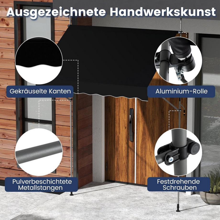 Northix Tenda da sole retrattile per balcone, senza trapano  