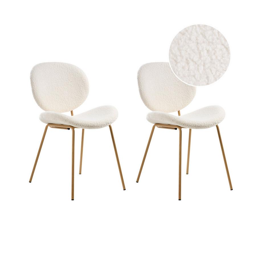 Lot de 2 chaises de salle à manger en Bouclé  LUANA