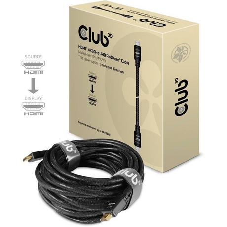 Club3D  HDMI Anschlusskabel HDMI-A Stecker, HDMI-A Stecker 15.00 m Schwarz  4K UHD, Flammwidrig 
