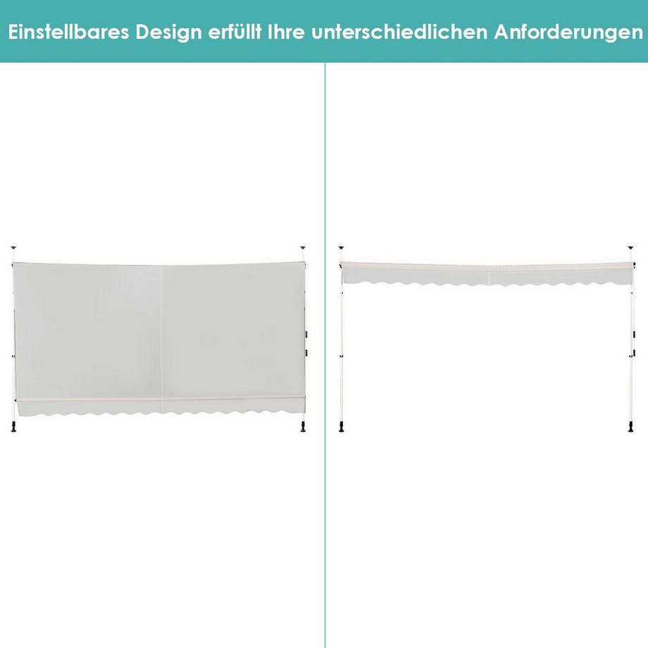 Northix 200cm Breit Klemmmarkise ohne Bohren UV-beständige Balkonmarkise Höhenverstellbare Markise Beige  