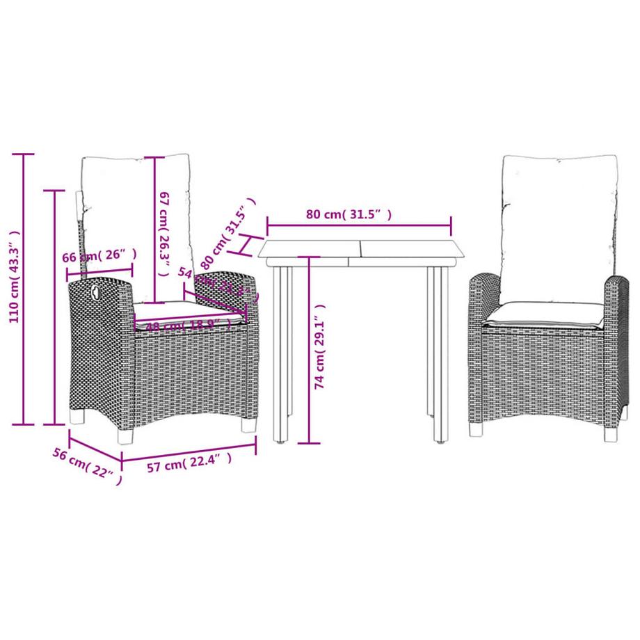 VidaXL set da pranzo da giardino Polirattan  