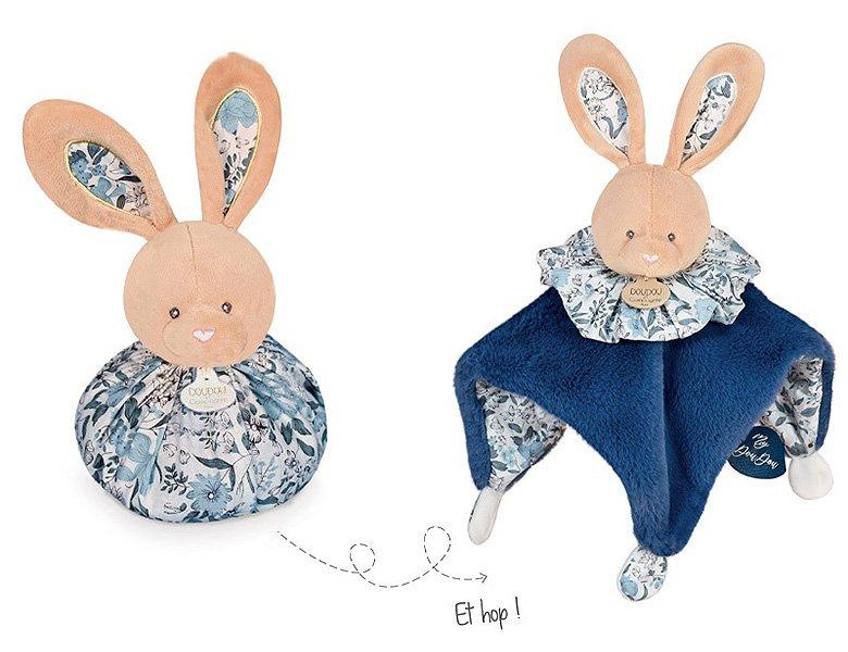 DouDou et compagnie  Boule Hase Schmusetuch blau (25cm) 