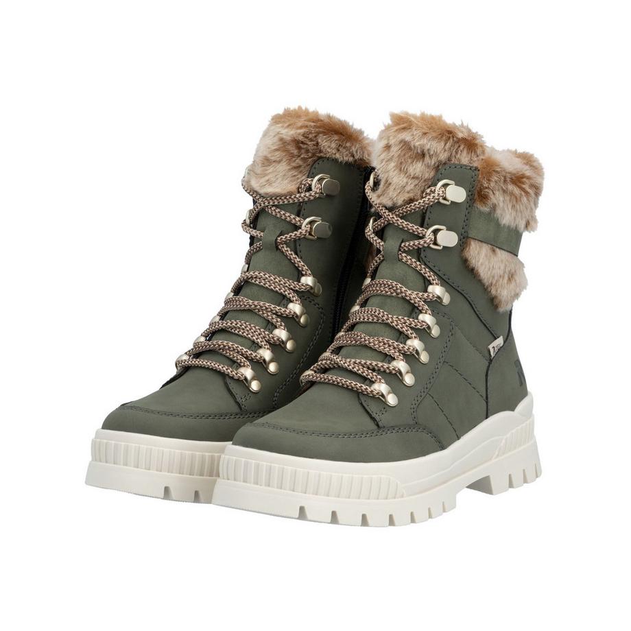 Rieker Bottines à lacets avec bordure en fausse fourrure  