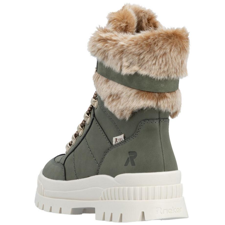 Rieker Bottines à lacets avec bordure en fausse fourrure  