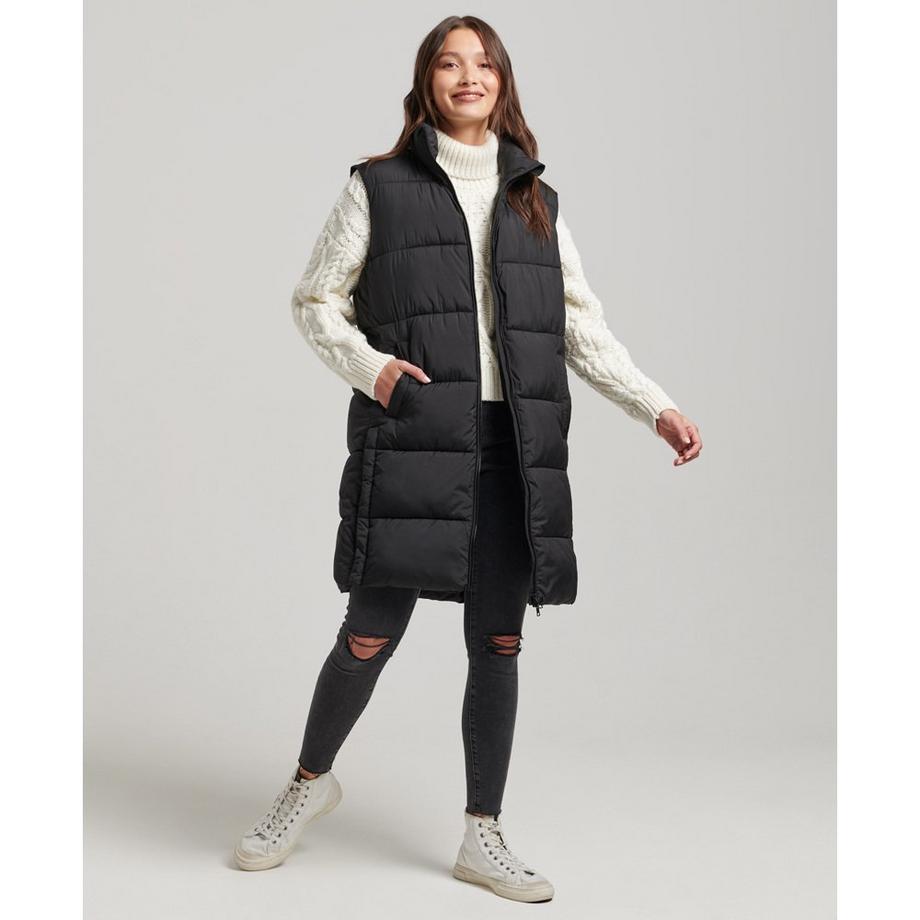 Superdry Lange ärmellose Daunenjacke mit Kapuze  