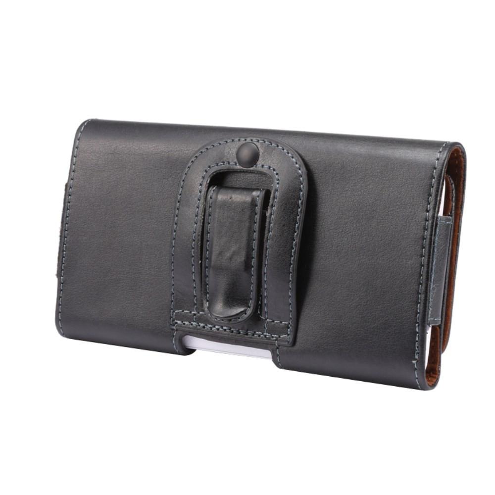 Cover-Discount  Universal - Borsa da cintura S orizzontale in vera pelle nera 