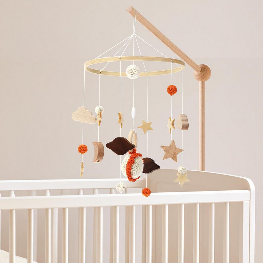 Activity-board  Mobile Babybett Mobile Babyanhänger, Holzmobile Baby Windspiel 