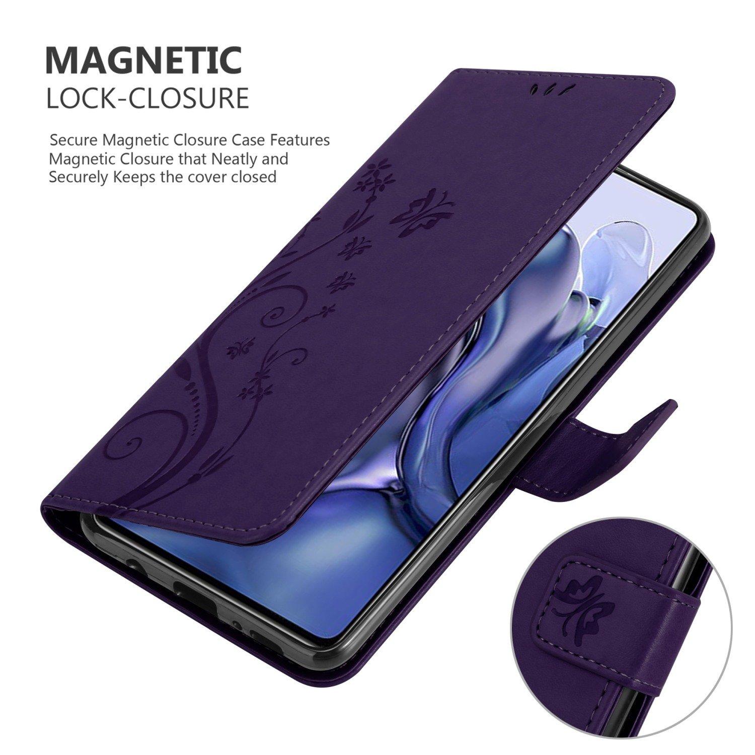 Cadorabo  Housse compatible avec Xiaomi 11T / 11T PRO - Coque de protection au design floral avec fermeture magnétique, fonction de support et emplacements pour cartes 