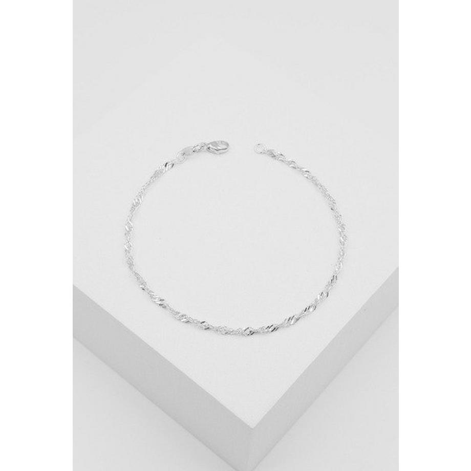 MUAU Schmuck  Chaine de pied Singapour or blanc 750, 24cm, 2.4mm 