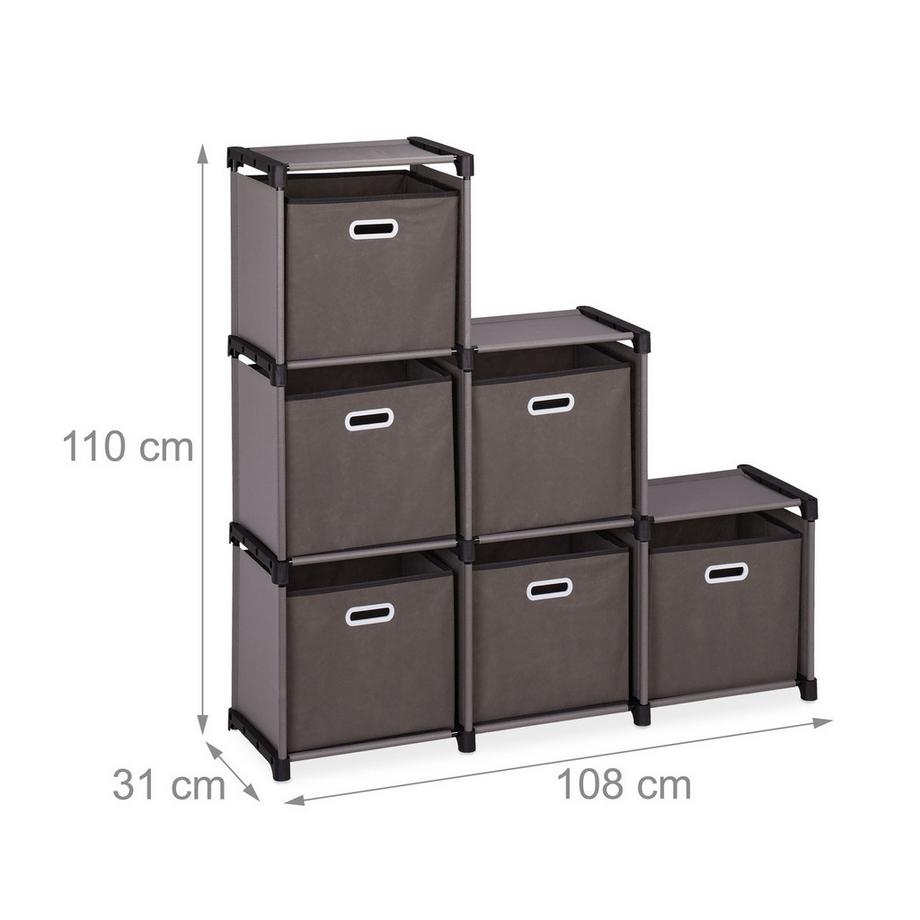 B2X Étagère grise à 6 compartiments  