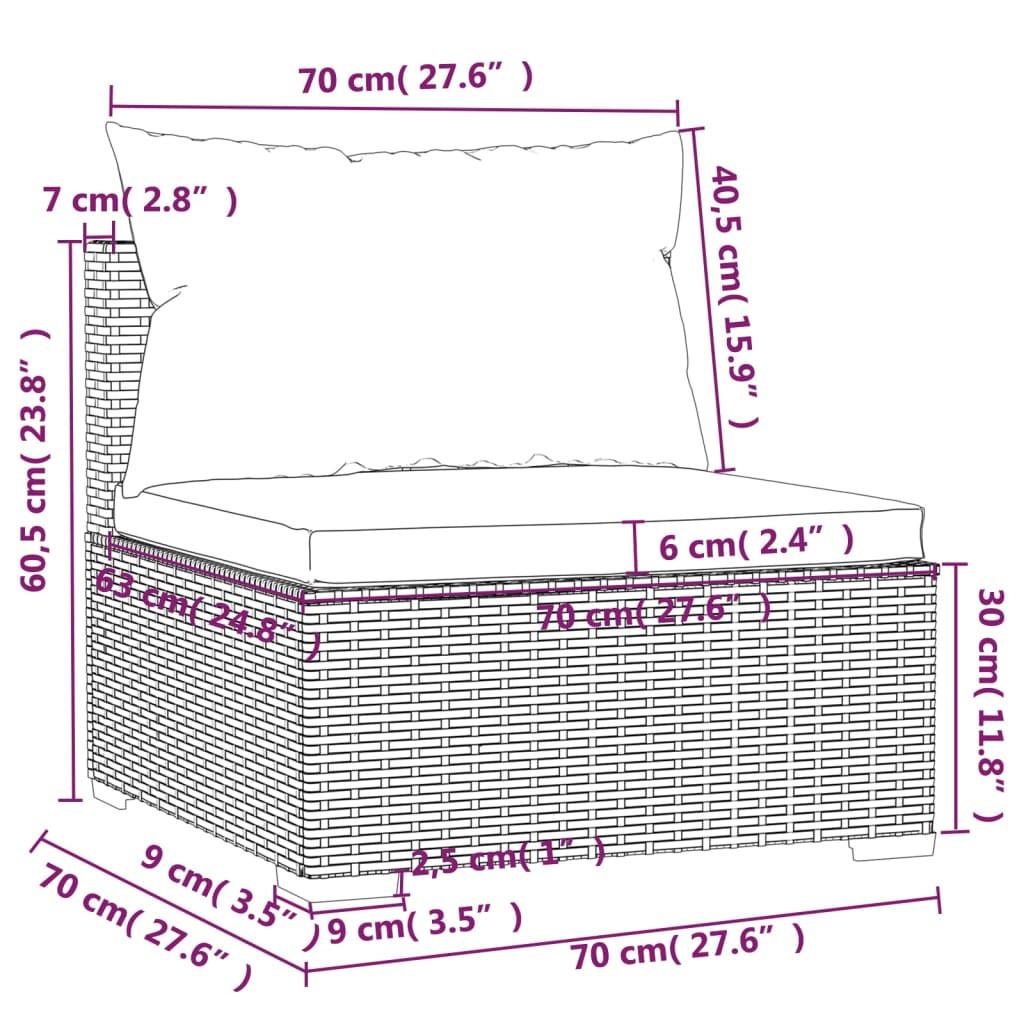 VidaXL Canapé intermédiaire de jardin rotin synthétique  