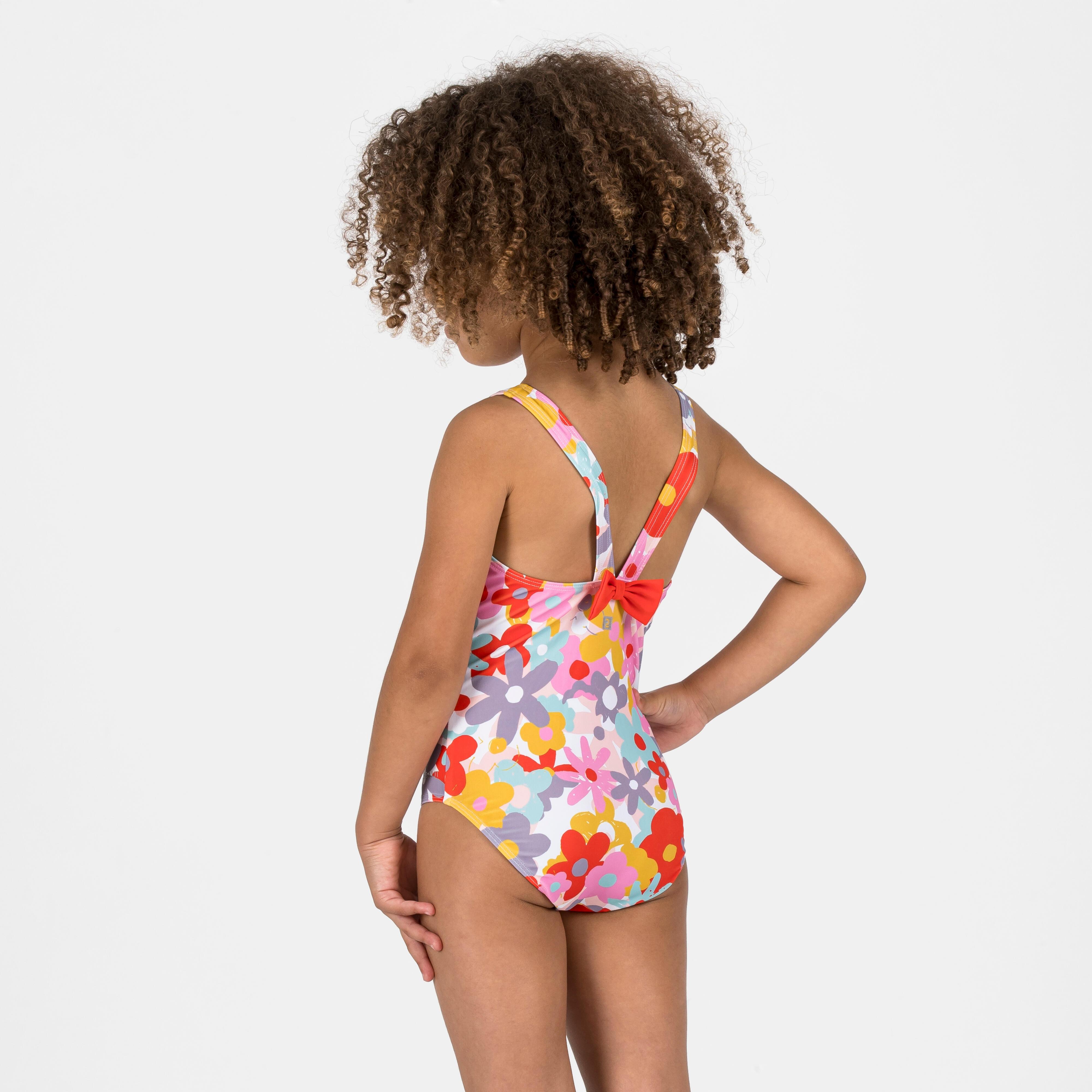 DECATHLON  Badeanzug mit Tiermuster und Blumendruck Polyester 