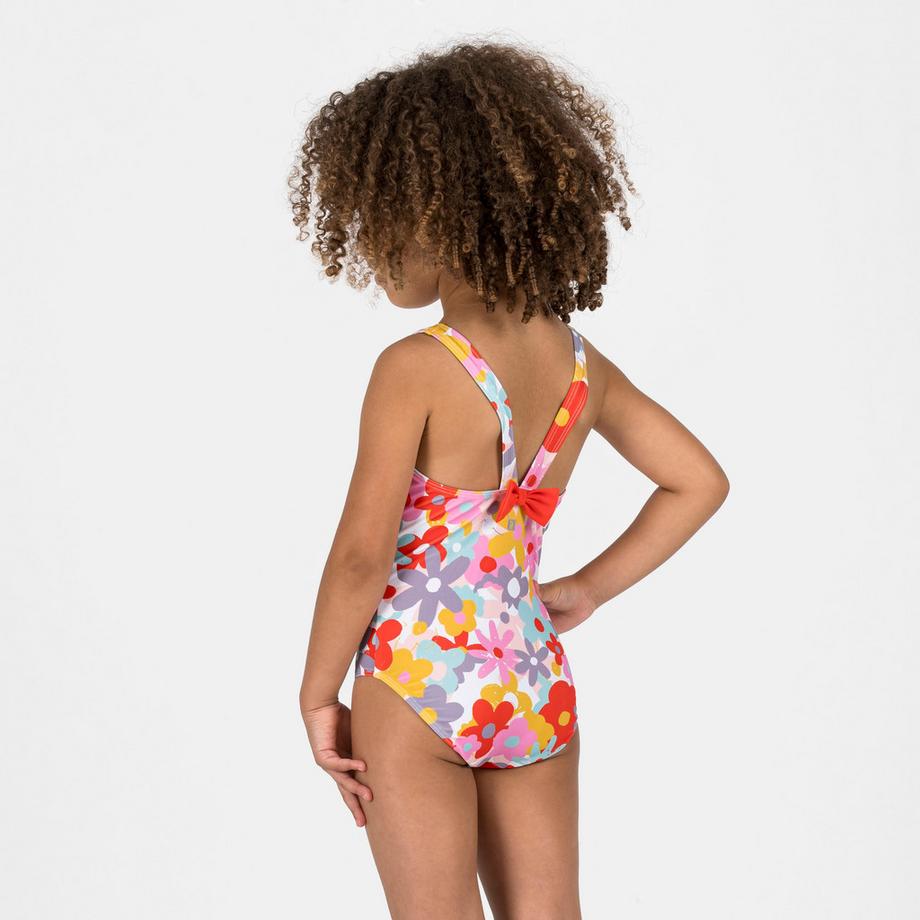 DECATHLON  Maillot de bain 1 pièce Bébé / Fille - rouge imprimés fleurs 