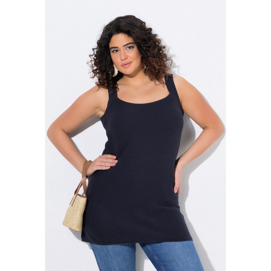 Ulla Popken Top smanicato in maglia Scollo rettangolare Cotone biologico  