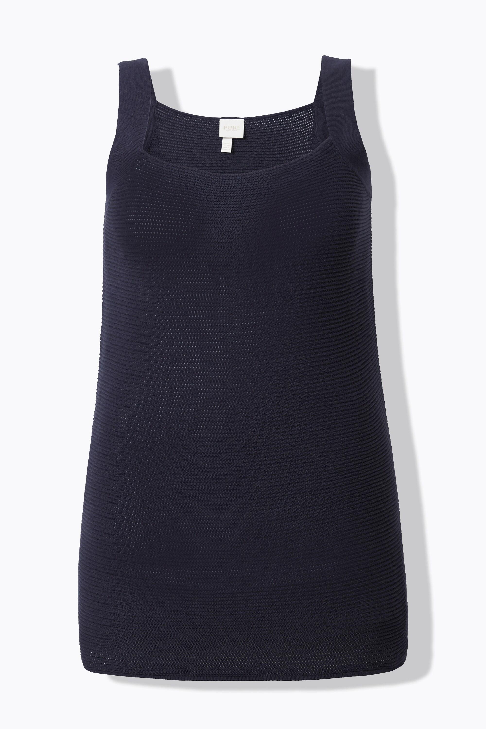 Ulla Popken Stricktop Carré-Ausschnitt ärmellos Biobaumwolle  