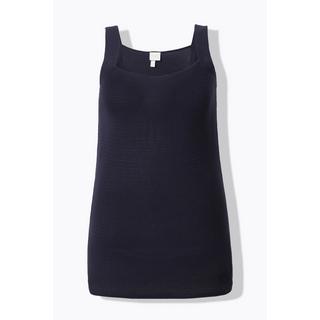 Ulla Popken Stricktop Carré-Ausschnitt ärmellos Biobaumwolle  