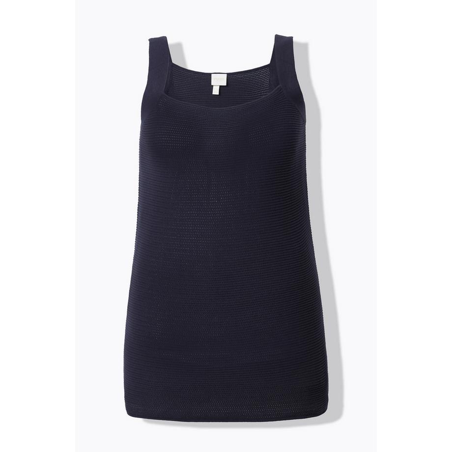 Ulla Popken Top smanicato in maglia Scollo rettangolare Cotone biologico  