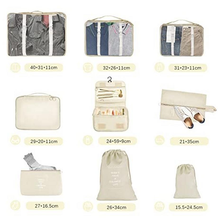 Only-bags.store Ensemble d'organisateurs de valises de voyage 9 pièces  