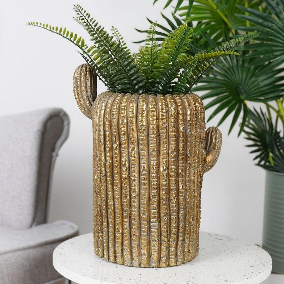B2X  Pot en ciment unique en forme de cactus de couleur dorée pour une maison élégante 