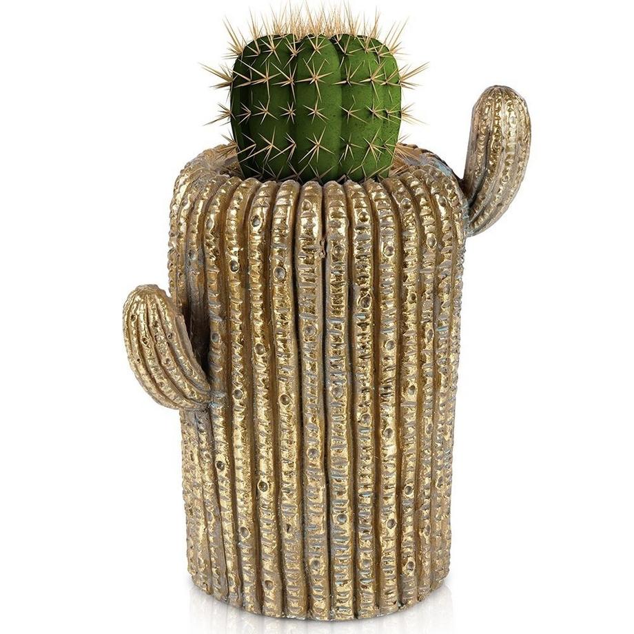 B2X  Pot en ciment unique en forme de cactus de couleur dorée pour une maison élégante 