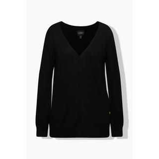 Ulla Popken  Cardigan con lana pregiata, scollo a V e abbottonatura 