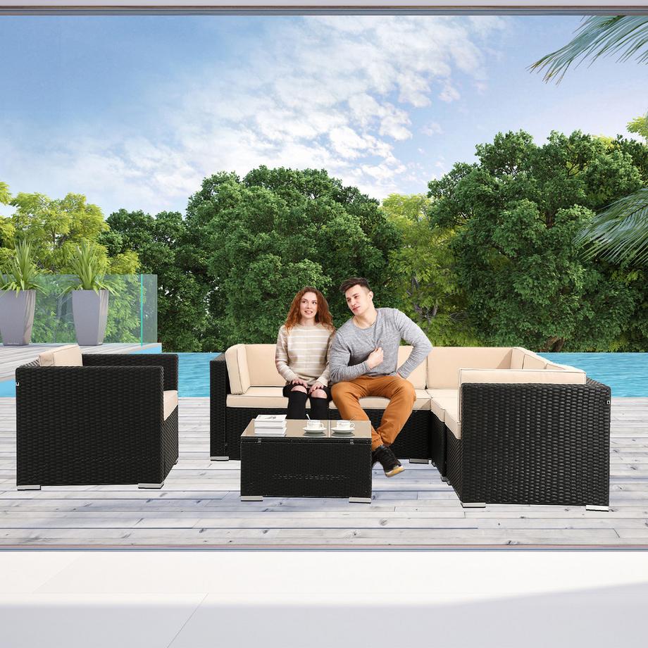 Arebos Polyrattan Gartenmöbel Gartenset Lounge Garnitur Set Sitzgruppe  