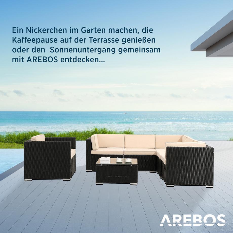 Arebos Polyrattan Gartenmöbel Gartenset Lounge Garnitur Set Sitzgruppe  