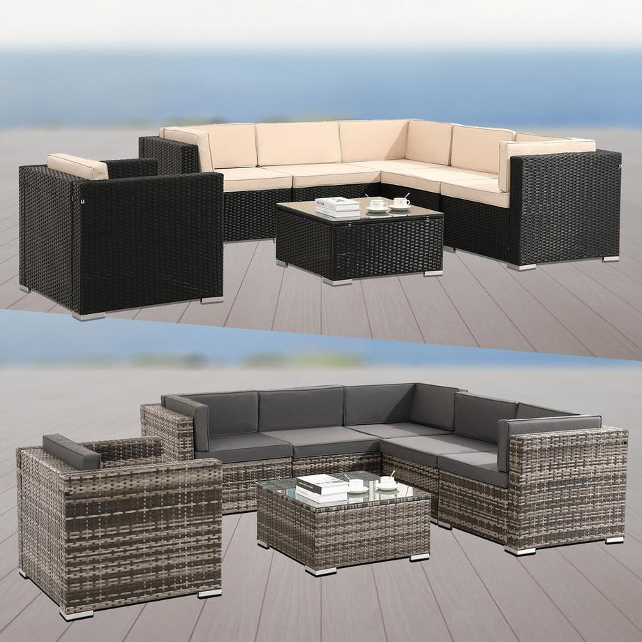 Arebos Polyrattan Gartenmöbel Gartenset Lounge Garnitur Set Sitzgruppe  