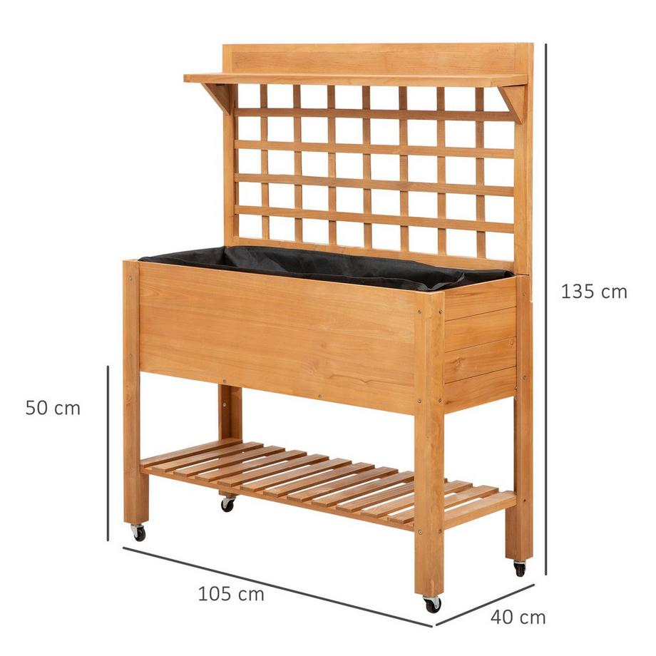 Northio Hochbeet Pflanztisch Blumentisch Arbeitstisch Gärtnertisch Gewächshaus Holzpflanztisch Für Garten Balkon, 105 X 40 X 135 Cm, Tanne  