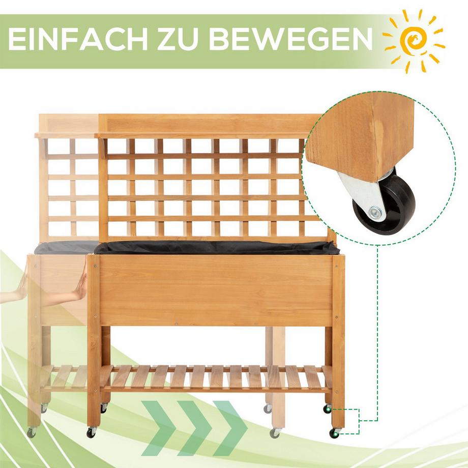 Northio Hochbeet Pflanztisch Blumentisch Arbeitstisch Gärtnertisch Gewächshaus Holzpflanztisch Für Garten Balkon, 105 X 40 X 135 Cm, Tanne  