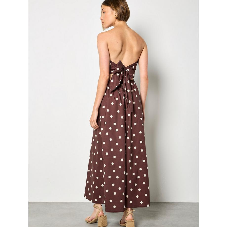 APRICOT Combinaison à Pois Nœud Dos Jambes Larges  