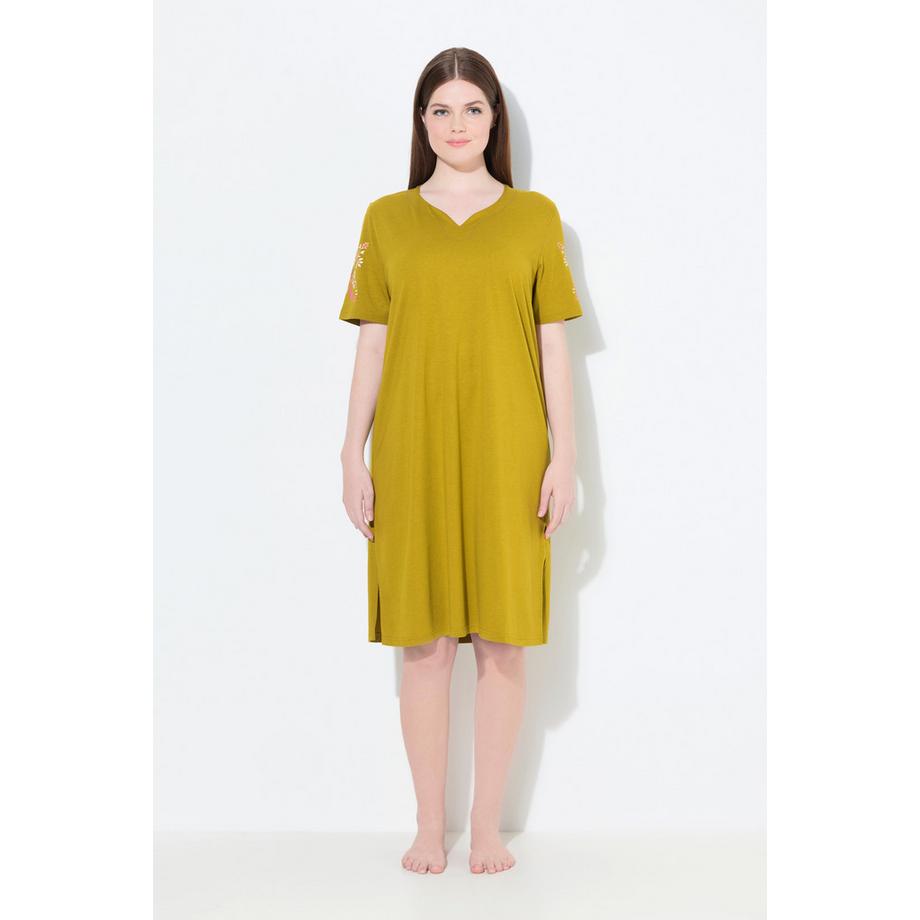 Ulla Popken Chemise de nuit lot de 2 motif cachemire col V manches courtes  