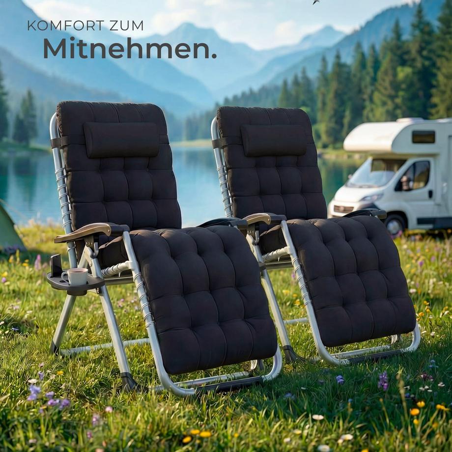 Tectake Sonnenliege Cloud klappbar stufenlos verstellbare Rückenlehne und Fußablage  