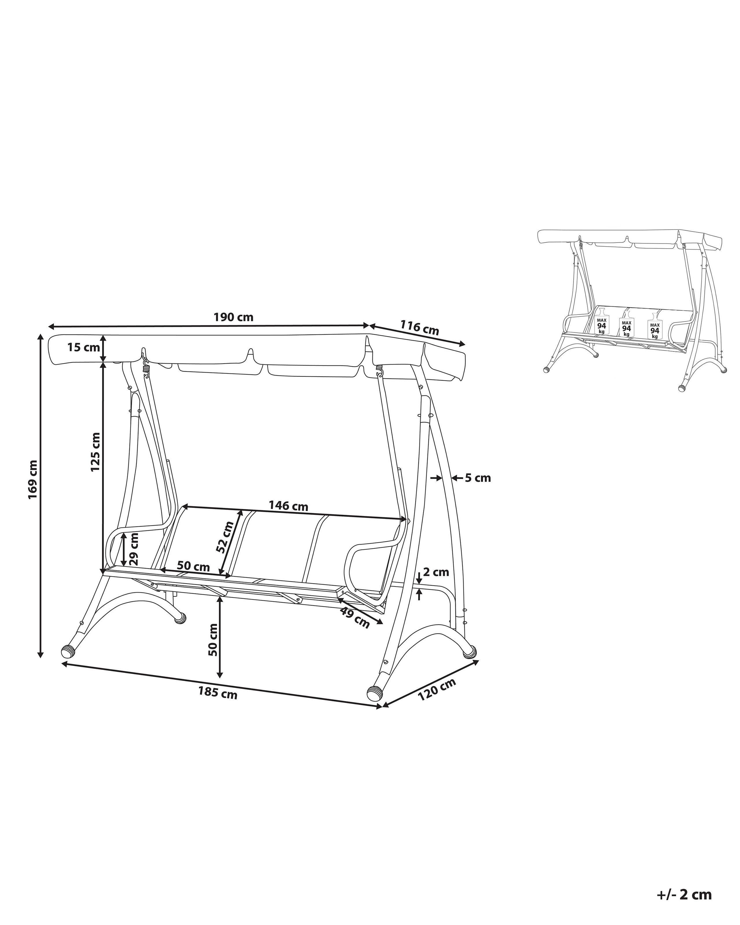 Beliani Balancelle de jardin en Acier Traditionnel BOGART  