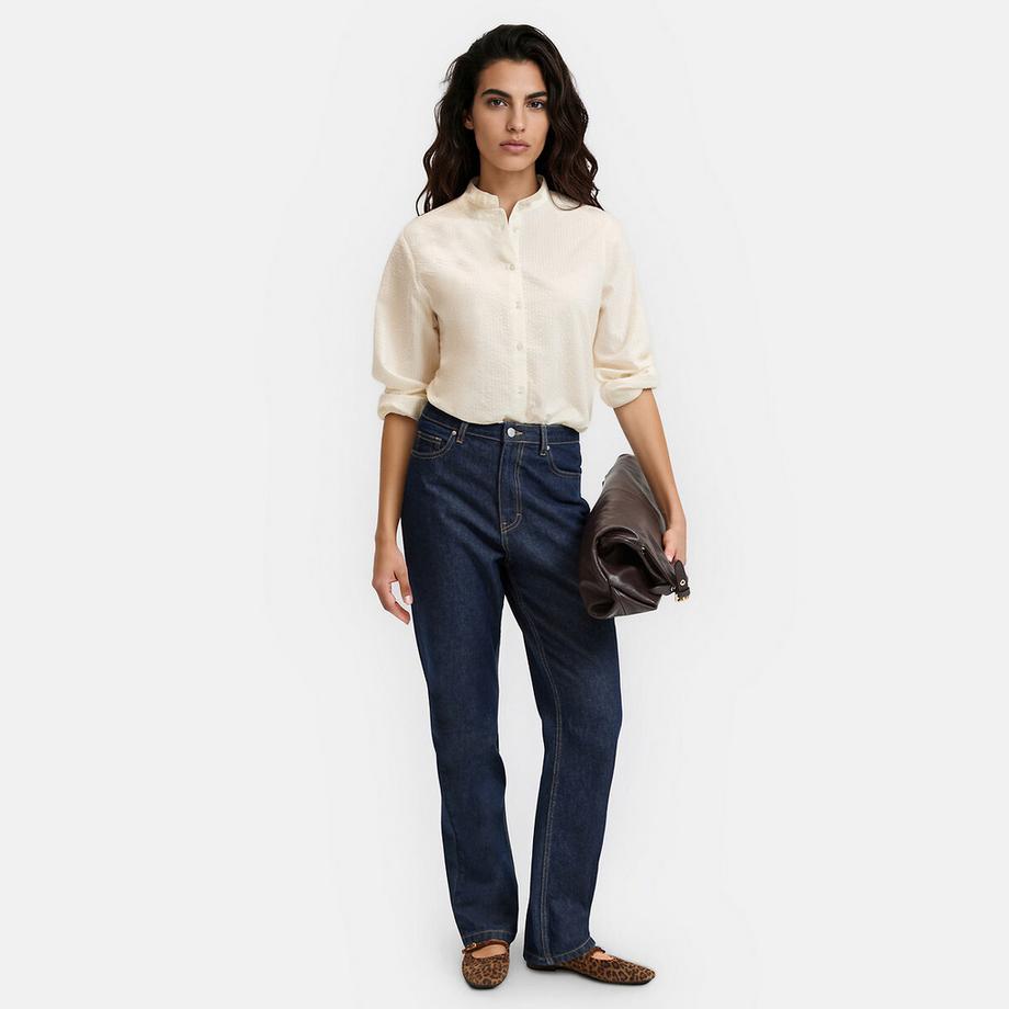 La Redoute Collections Langärmliges Hemd mit Rüschenkragen aus Seersucker-Baumwolle  