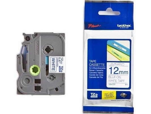 brother Cassetta nastro Brother TZe TZe-233 Colore Nastro: Bianco Colore carattere:Blu 12 mm 8 m  