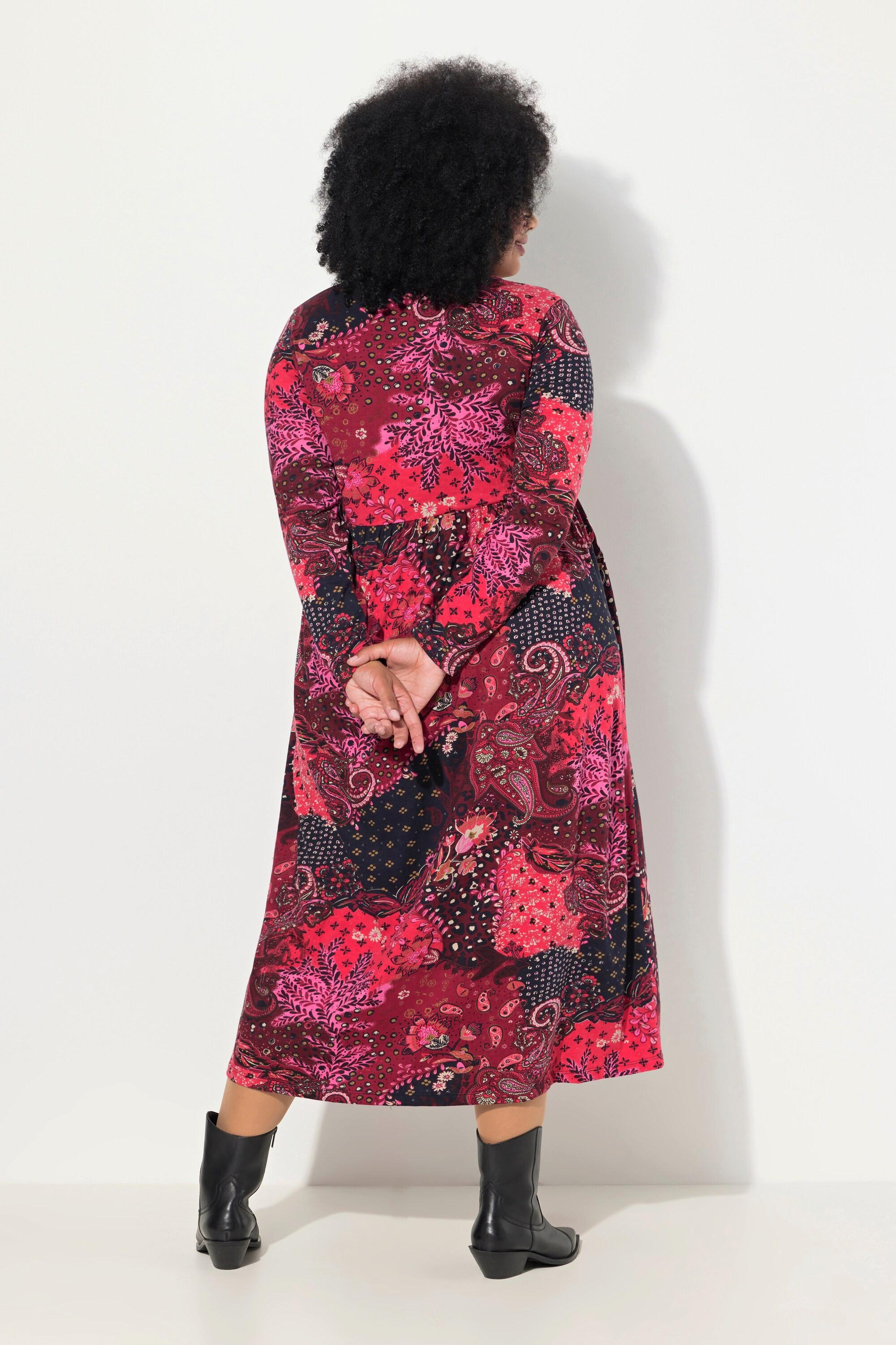 Ulla Popken Robe en jersey Paisley Col V Manches Longues  