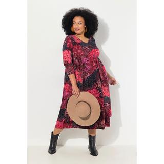 Ulla Popken Robe en jersey Paisley Col V Manches Longues  