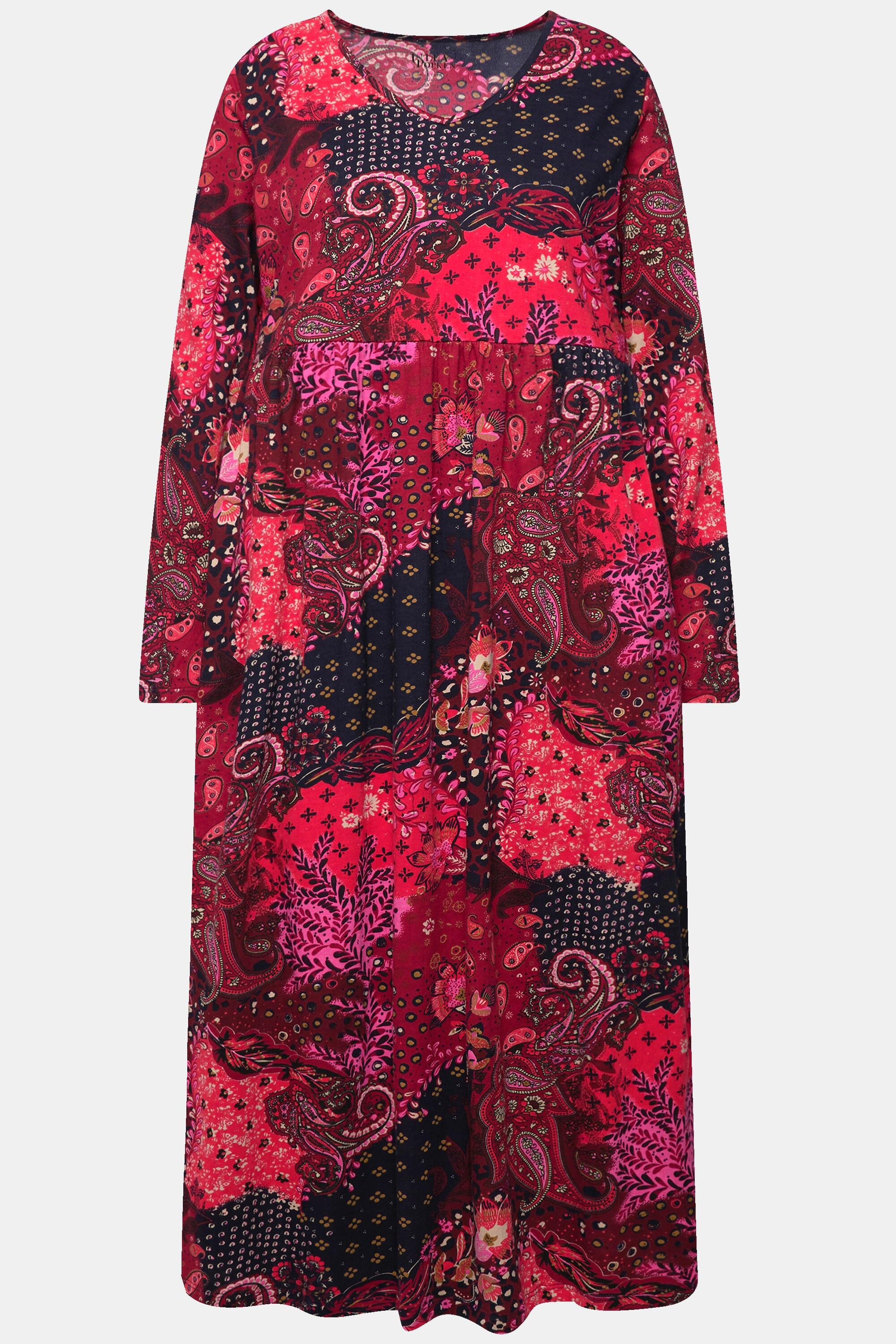 Ulla Popken Robe en jersey Paisley Col V Manches Longues  