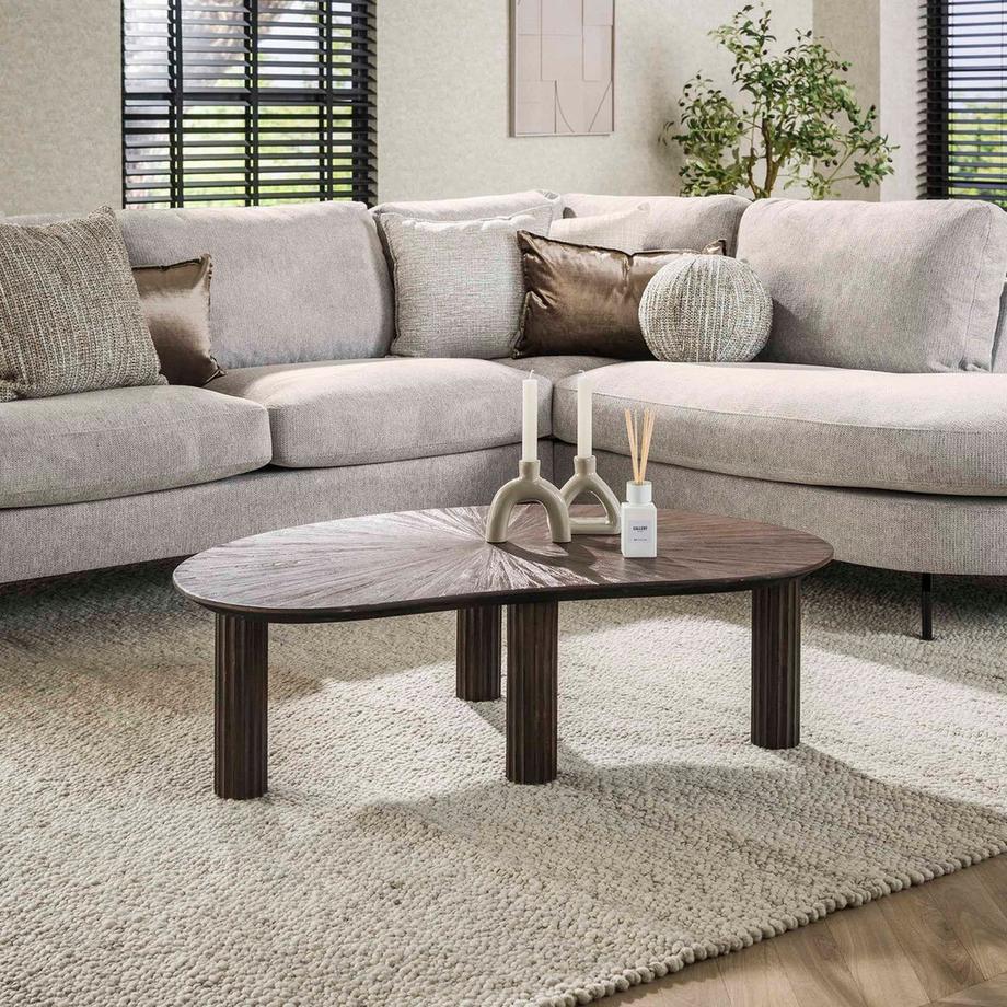 mutoni Table basse Maya forme haricot teck espresso  