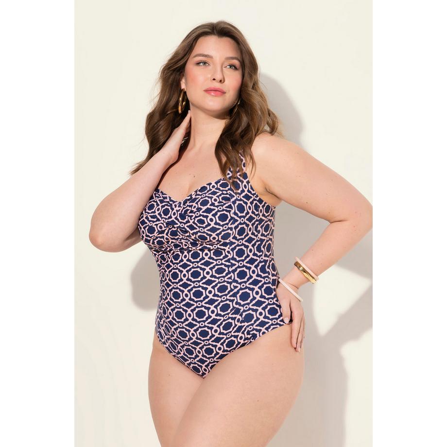 Ulla Popken Maillot de bain drapé bonnets souples recyclé  