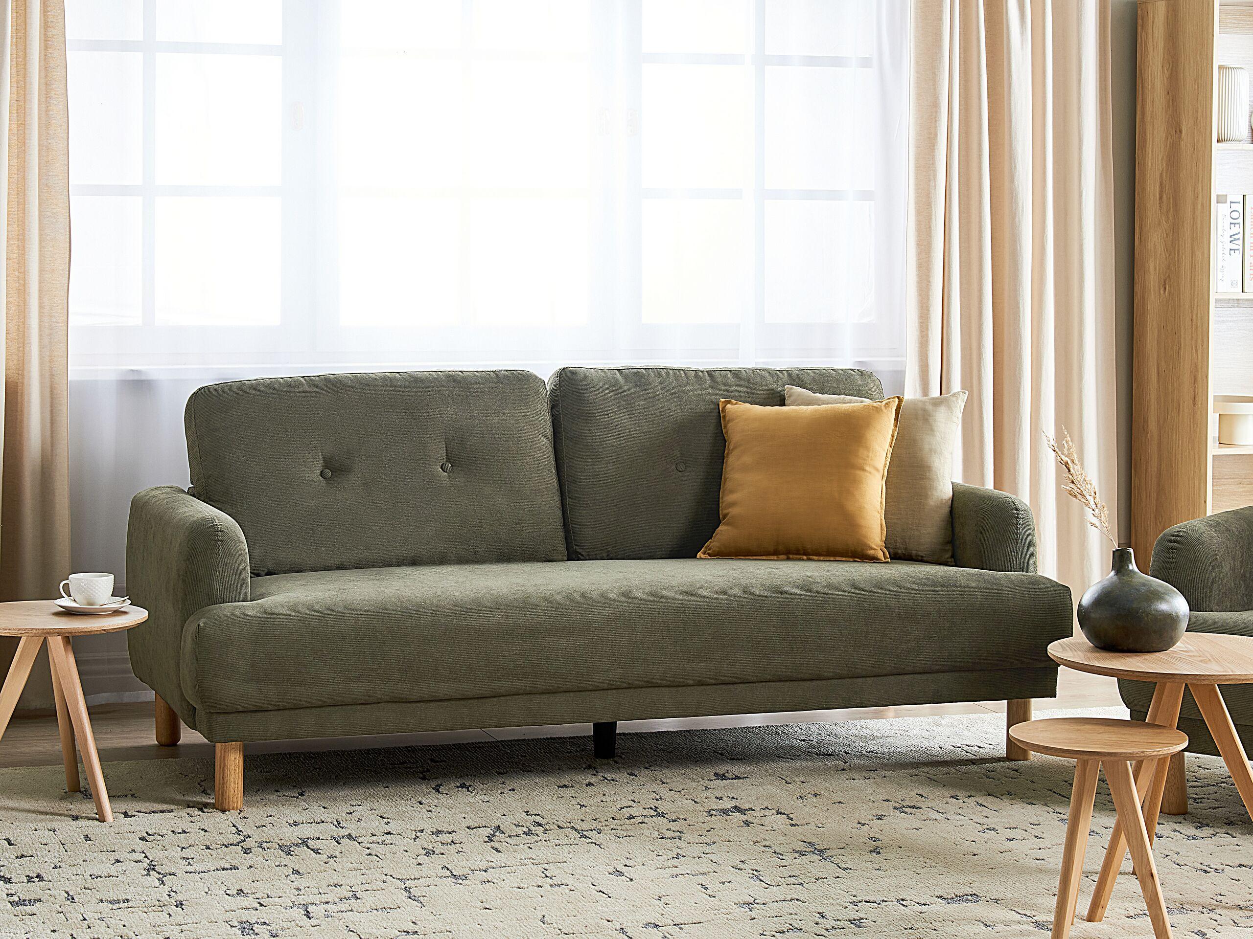 Beliani Divano 3 posti en Velluto a coste Retrò TUVE  