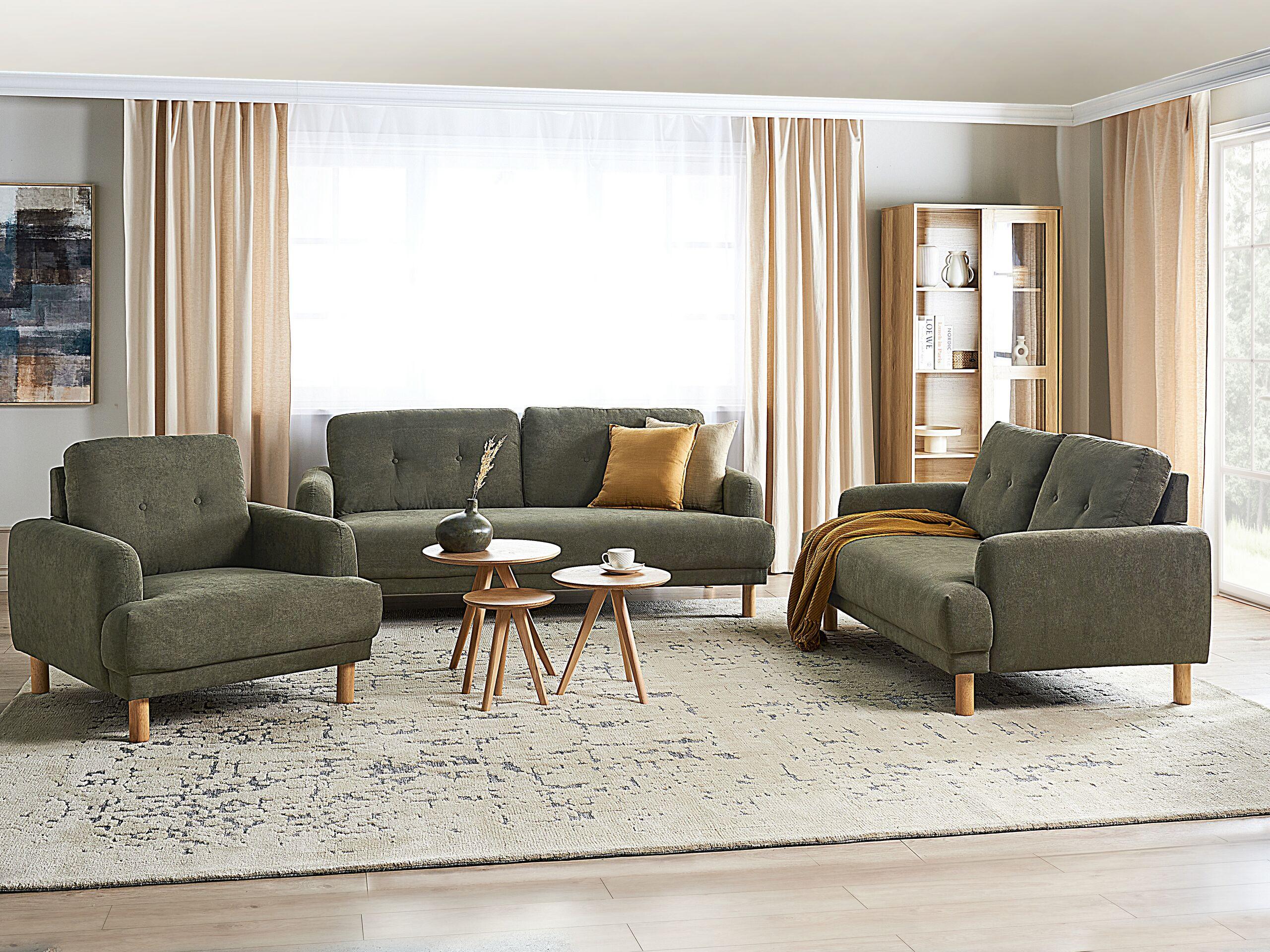 Beliani Divano 3 posti en Velluto a coste Retrò TUVE  